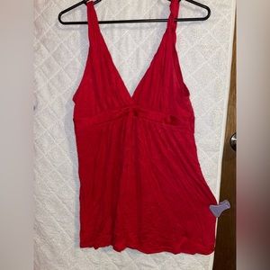 Ladies red tank top.
